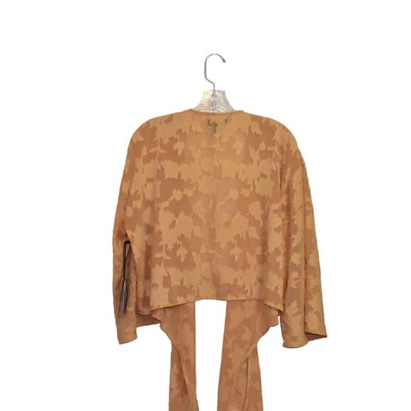 Japna Long Sleeve Floral Wrap Kimono Peach Size S - Picture 2 of 9